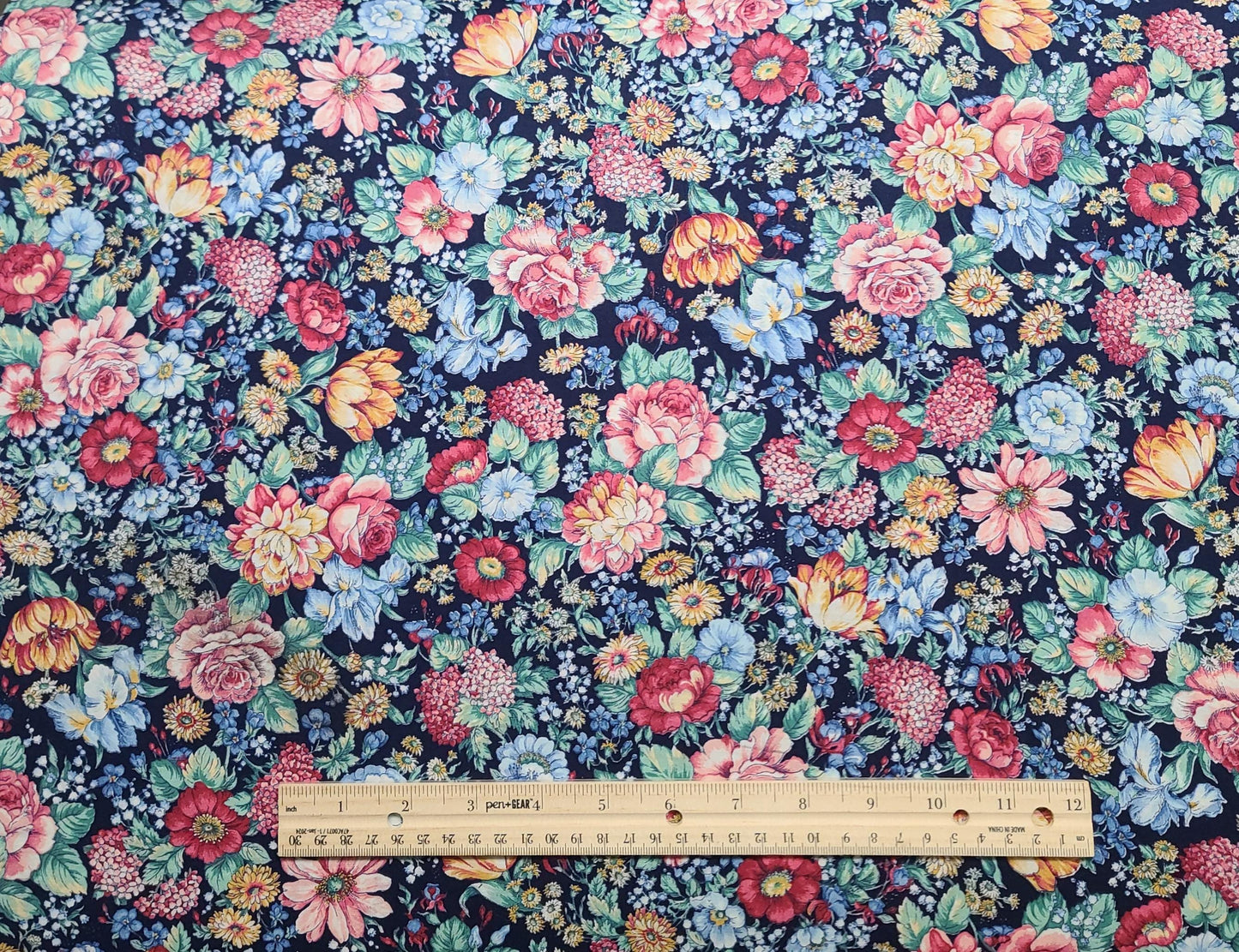 Joan Kessler for Concord Fabrics Inc - Navy Fabric / Packed Floral Print