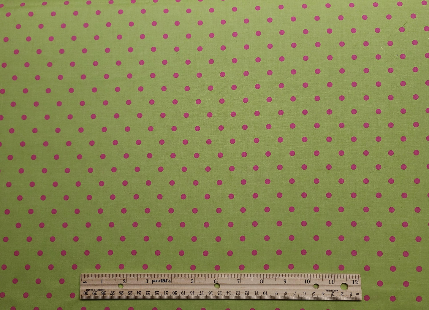 VIP Cranston Print Works 2006 - Bright Green Fabric / Pink Polka Dot Print