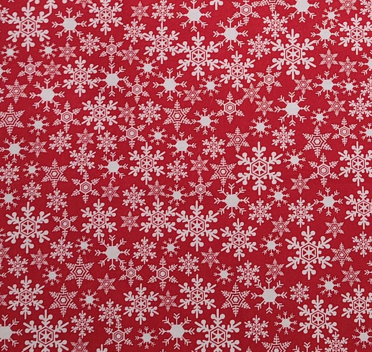 JoAnn Fabrics - Red Fabric / Packed White Snowflake Print