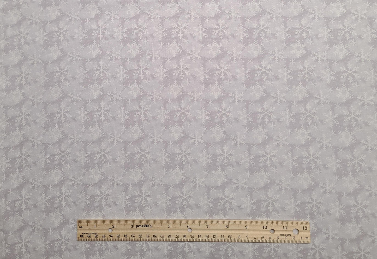 Keepsake Calico JoAnn Fabrics - Gray Tonal Fabric / White Snowflake Print