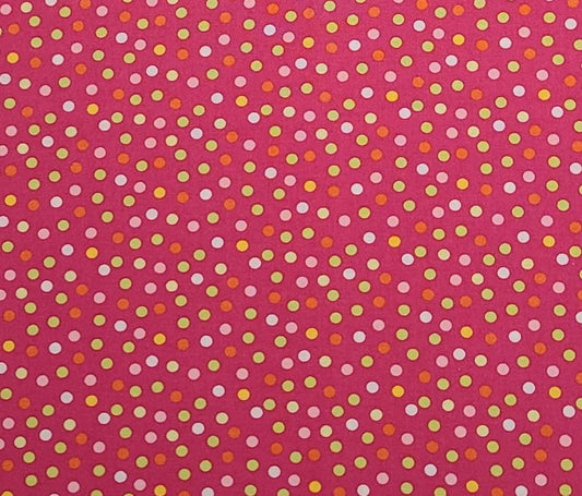 Keepsake Calico JoAnn Fabrics - Raspberry Pink Fabric / Multi Colored Dot Print