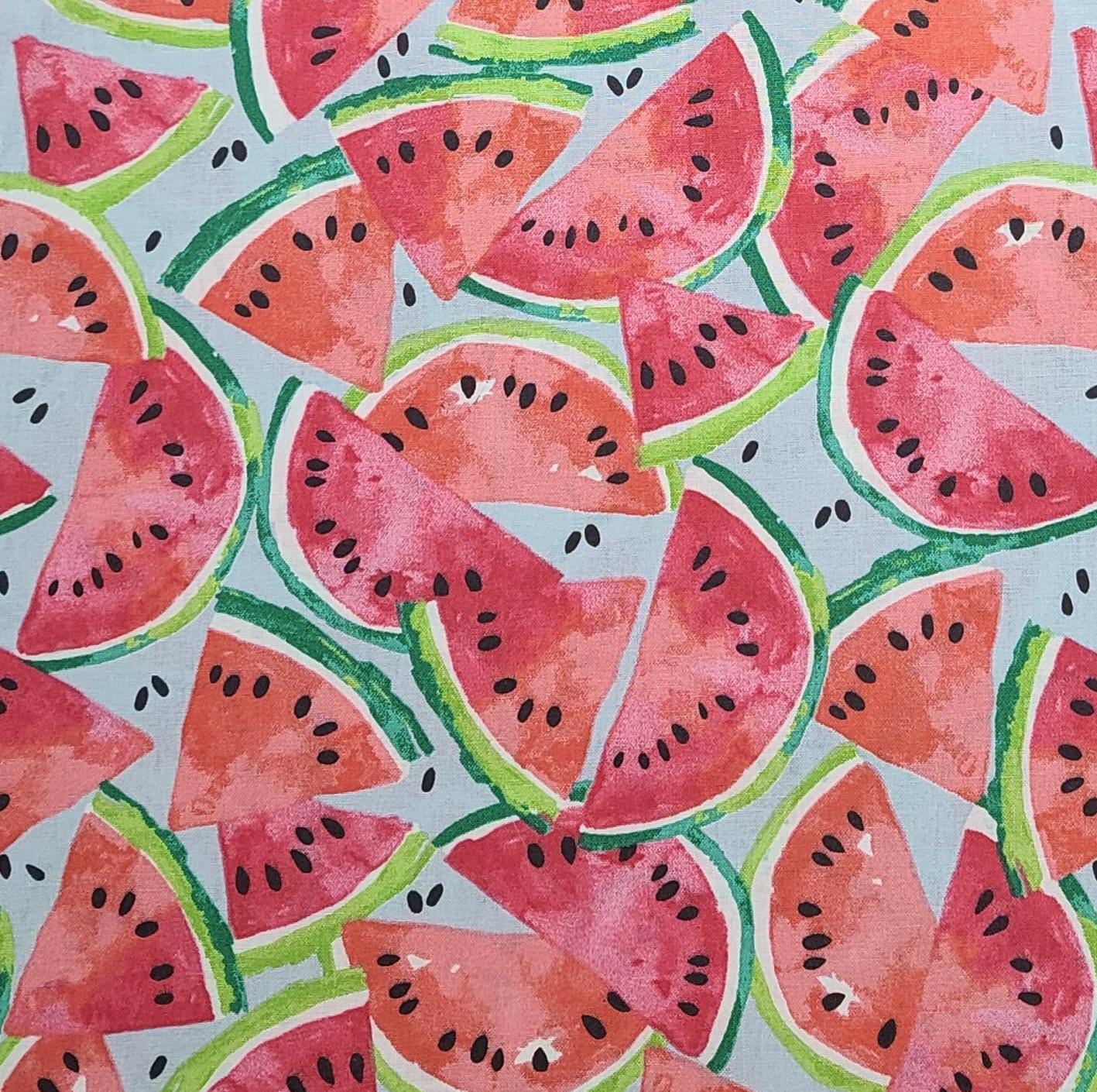 JoAnn Fabrics - Pale Gray Fabric / Packed Watermelon Slice Print