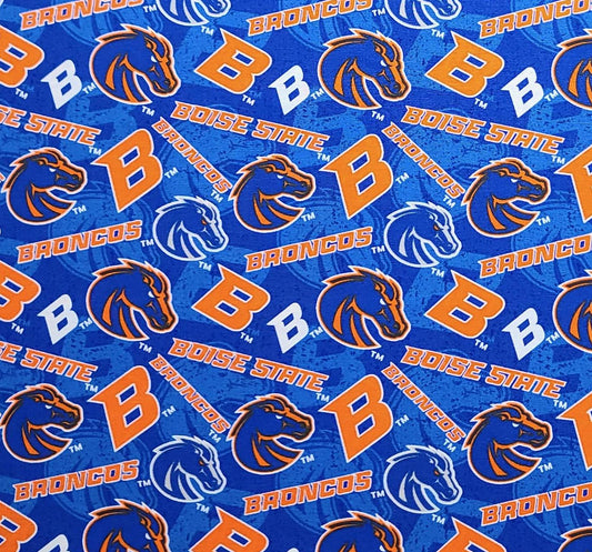 Sykel Ent Fabrique Innovations Pattern #BOISE1178 Boise State Univ - Medium Blue Fabric/Tonal Mascot, B / Bright Orange BSU Emblem, Mascot