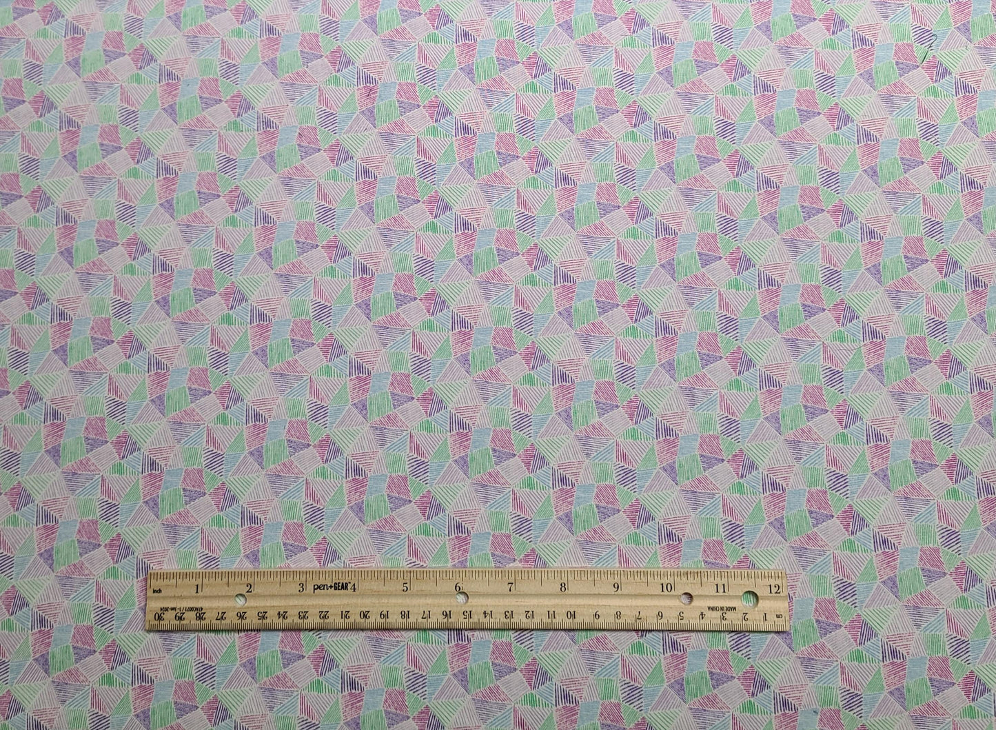 EOB - White Fabric / Pastel Pink, Green, Purple, Blue Kaleidoscope Print