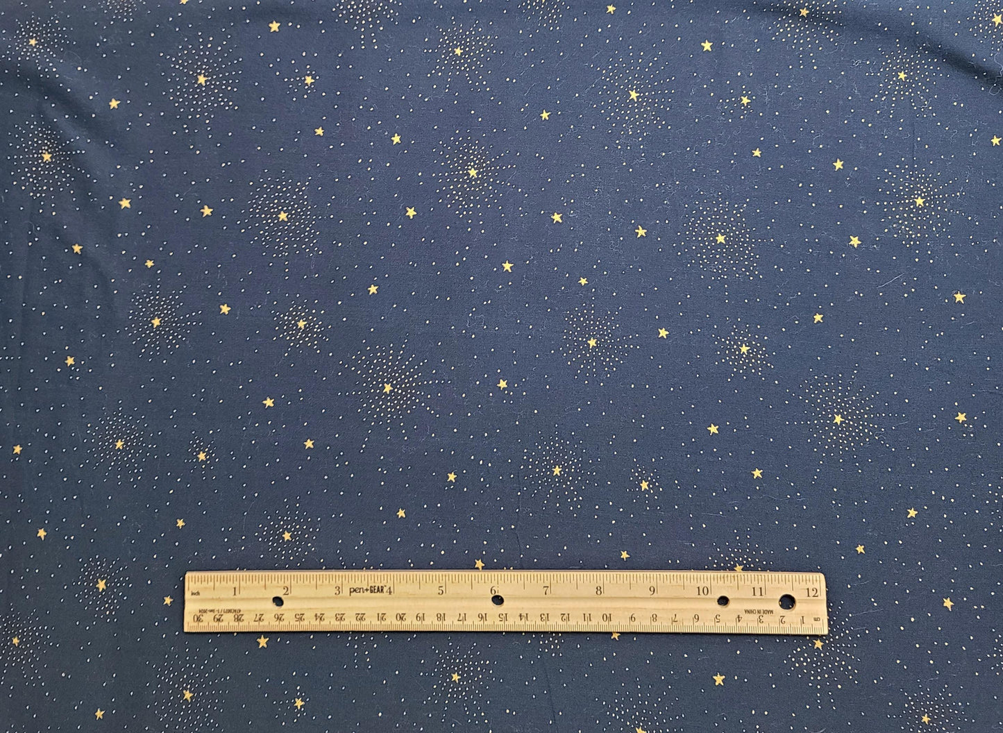 Navy Border Fabric / Gold Metallic Angels (21") / Gold Metallic Stars (21")