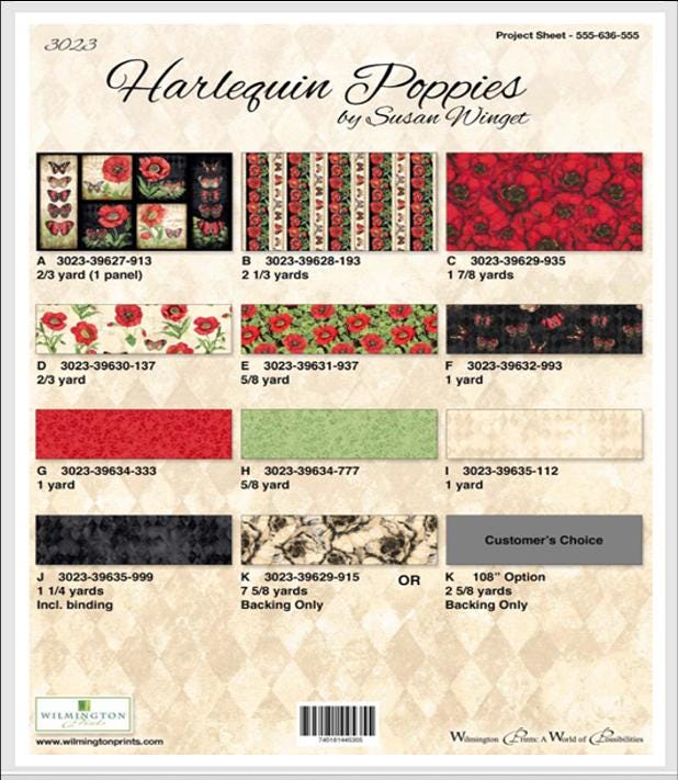 Harlequin Poppies Quilt Kit / Susan Winget / Wilmington Prints