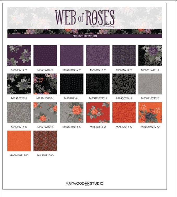 Web of Roses by Jera Brandvig for Maywood Studio - (42) 10" Fabric Squares / SQ-MASWEB