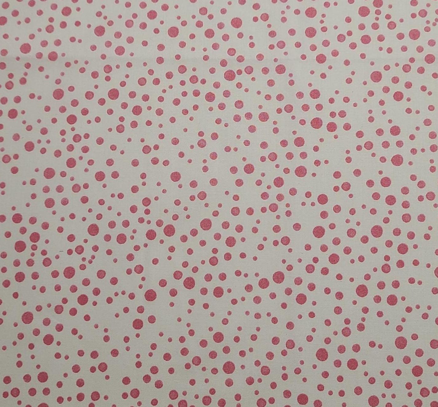 Balloon Dots WHT Loralie Harris for Loralie Designs - White Fabric / Pink Dot Print