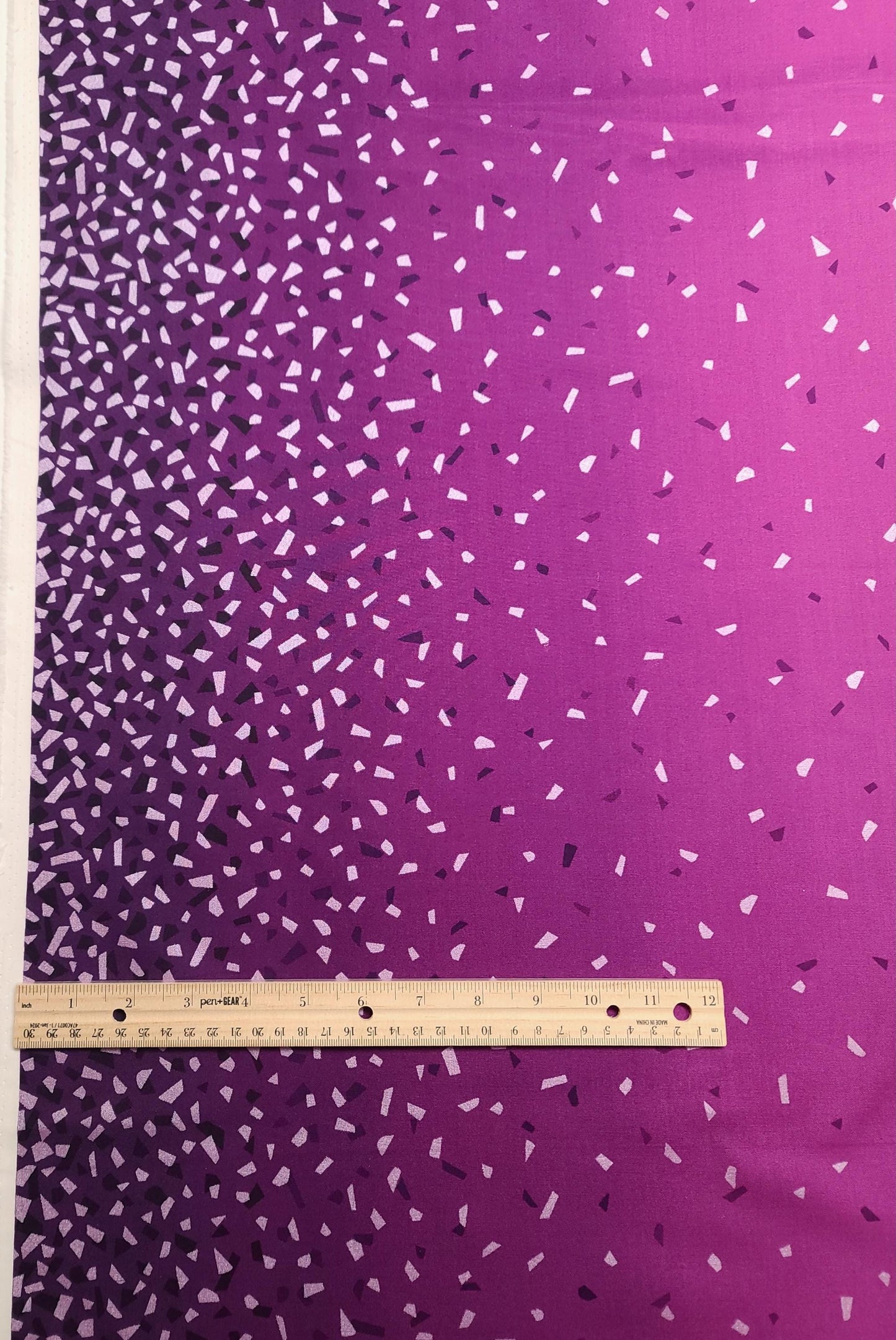 Snippets by Chelsea Design Works for Studio E Fabrics Patt# 5086 - Plum Ombre Fabric/Silver Foil, Tonal Confetti Snippet Double Border Print