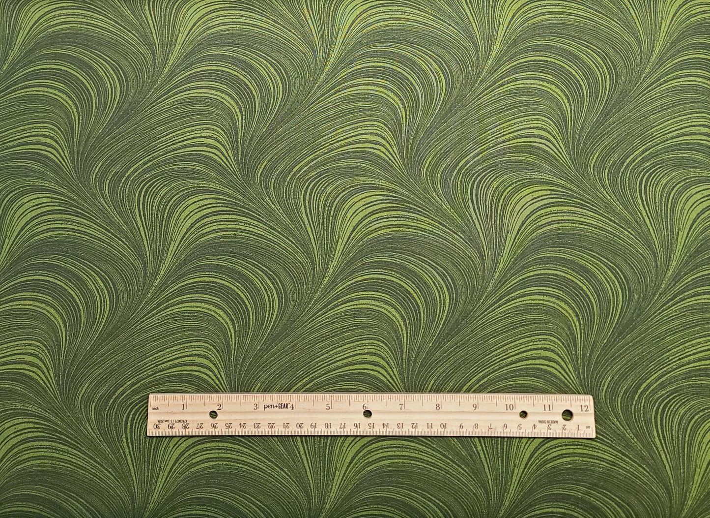 Wave Texture by Jackie Robinson of Animas Quilts for Benartex LLC Style #2966 - Green, Dark Green Wave Pattern Fabric