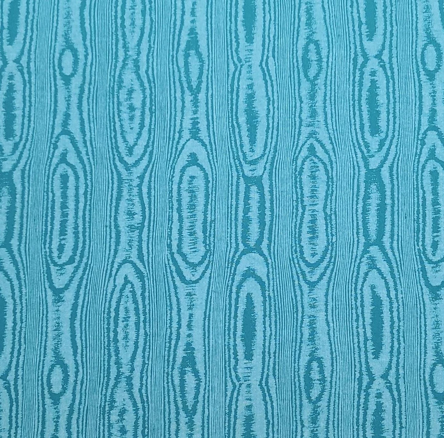 Teal Fabric / Light Teal "Woodgrain" Vertical Stripe (Parallel to Selvage) Fabric - Selvage to Selvage Print