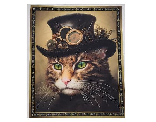 PANEL - Rubin Design Studio Style #RUPOSLET - Steampunk Cat Panel (36"x44")