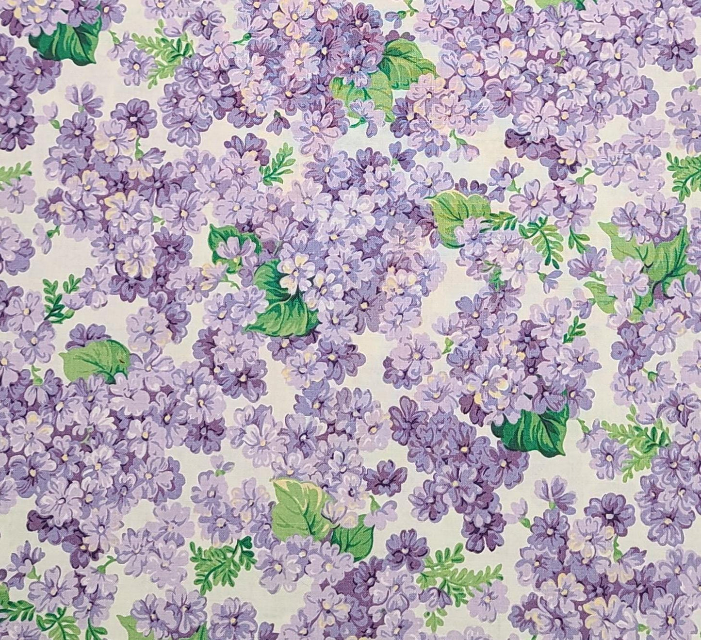 VIP Cranston Print Works - White Fabric / Lavender, Light Purple Packed Flower Print