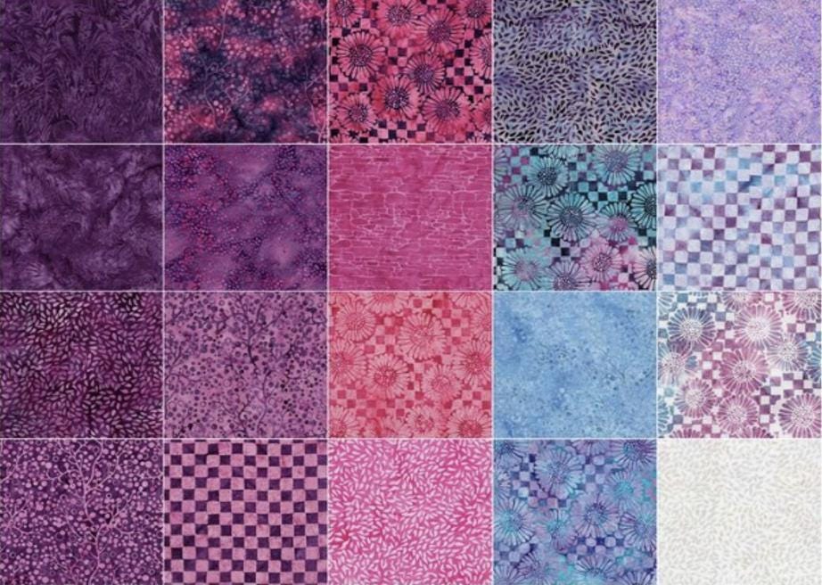 Island Batik Bloomers Fabric Set - (42) 10" Fabric Squares / (20) Fabrics