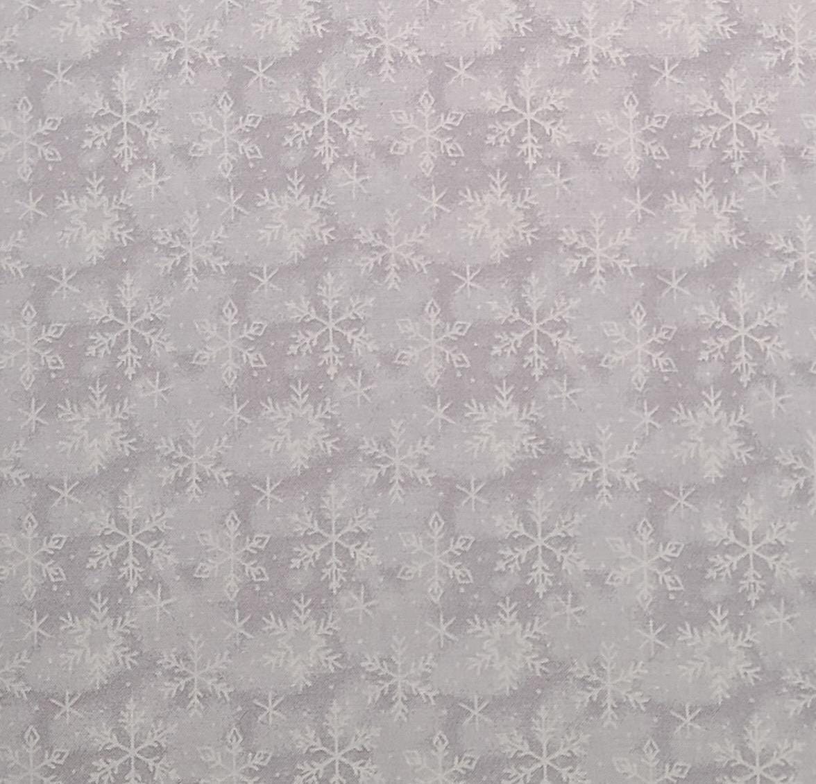 Keepsake Calico JoAnn Fabrics - Gray Tonal Fabric / White Snowflake Print