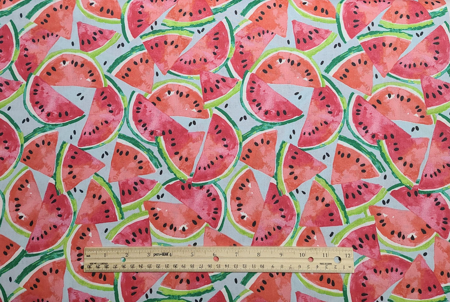 JoAnn Fabrics - Pale Gray Fabric / Packed Watermelon Slice Print