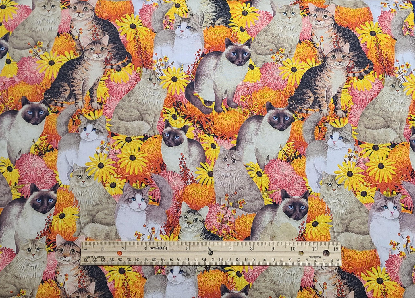 JoAnn Fabrics - Packed Flower with Cat Print Fabric