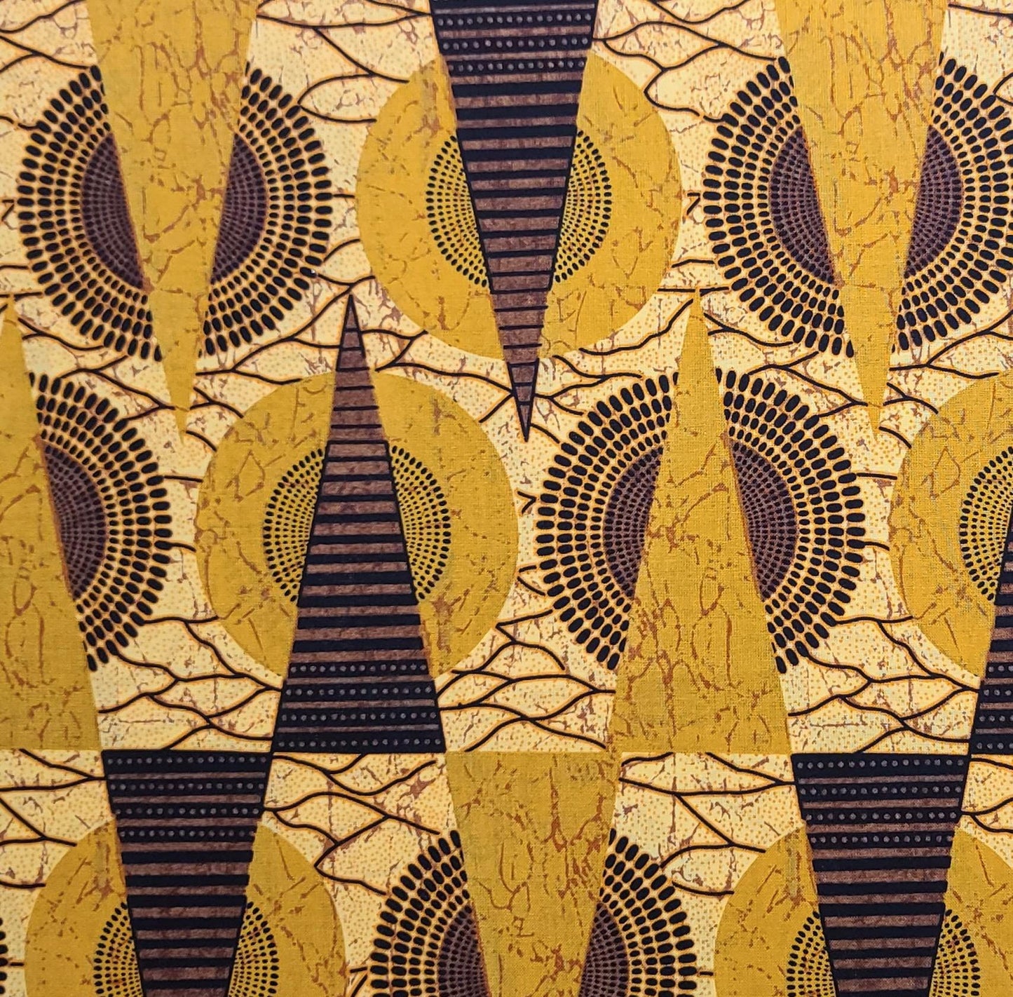 David Textiles - Yellow, Gold, Brown Geometric Print Fabric