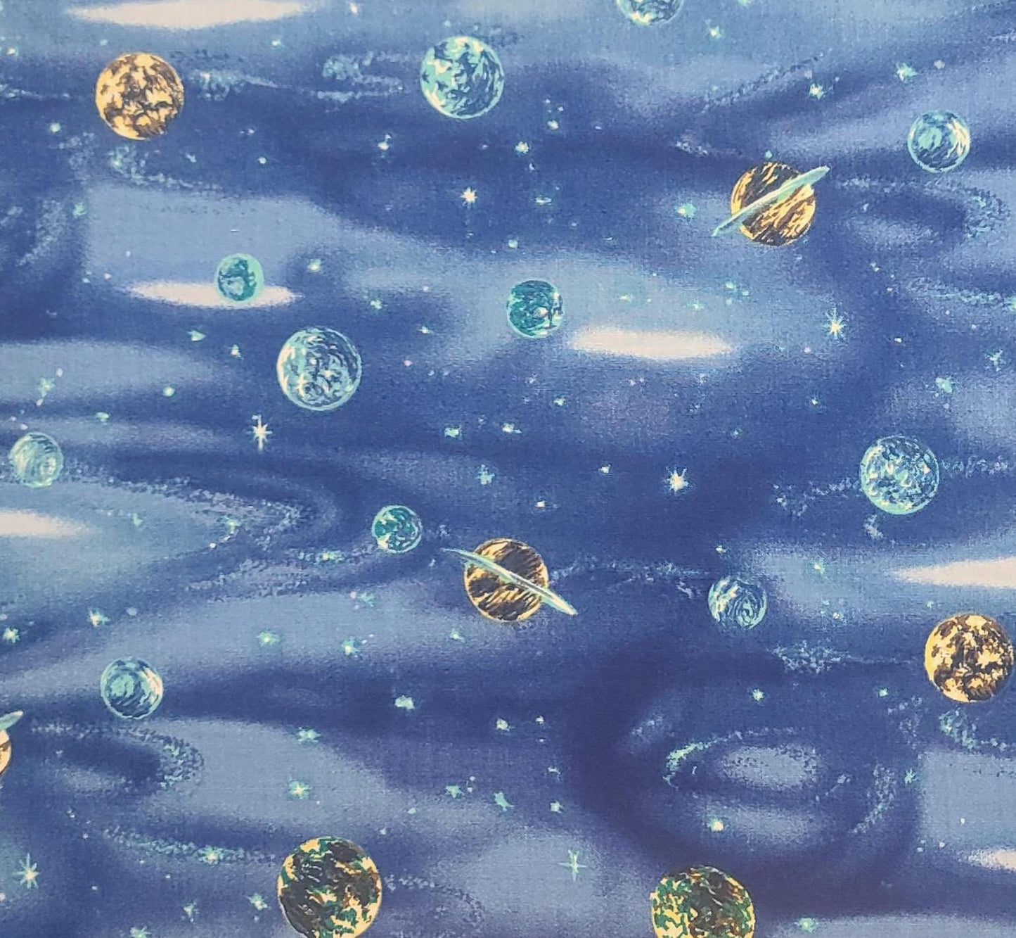 Hoffman International Fabrics - Blue, White Night Sky Fabric / Plants and Stars Print