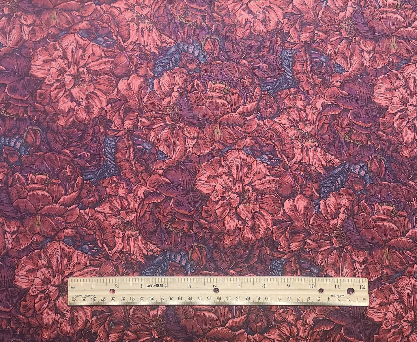 Rose Garden by Jinny Beyer for RJR Fashion Fabrics - Red, Maroon, Burgundy, Pink, Teal Packed Rose Print Fabric