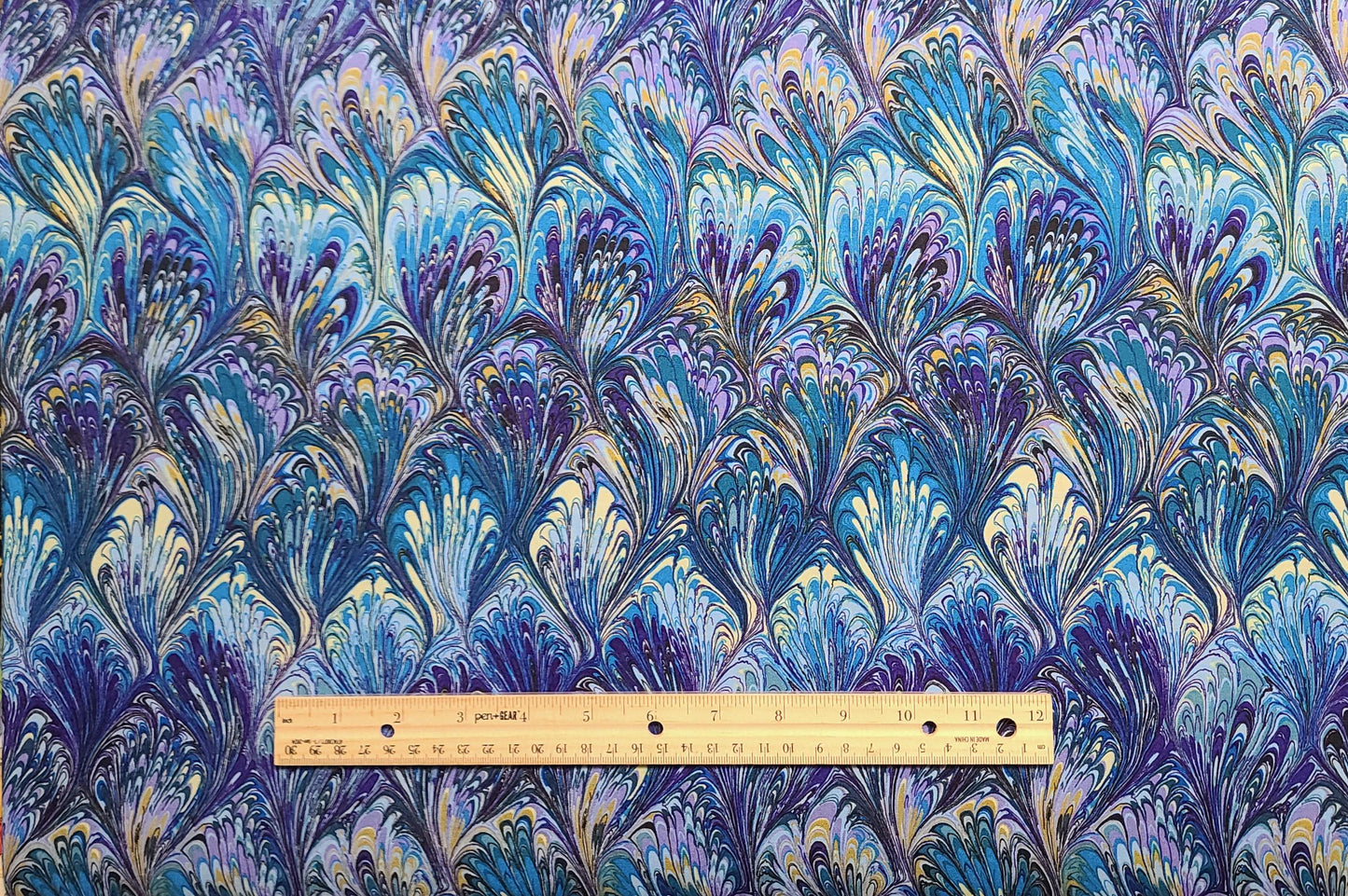 JoAnn Fabrics - Teal, Purple, Bright Blue, Yellow Fan Print Fabric