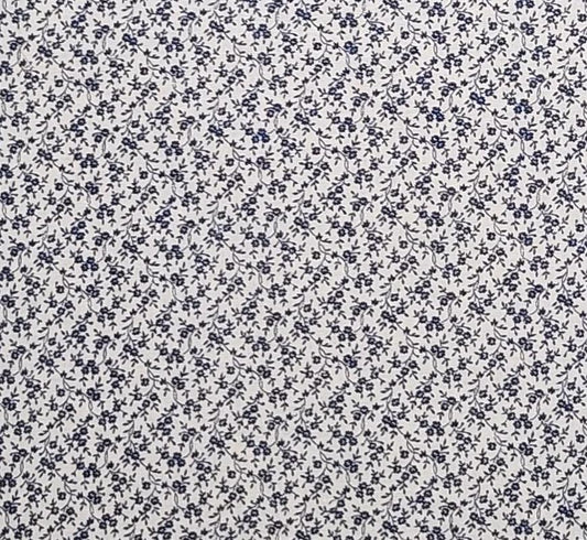 Concord Fabrics Inc - White Fabric / Packed Navy Flower Print