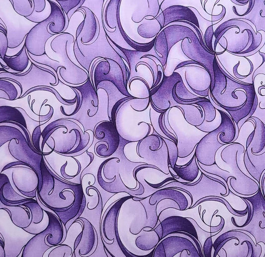 EOB - Clematis by Cedar West for Clothworks - Purple, Lavender, White Fabric