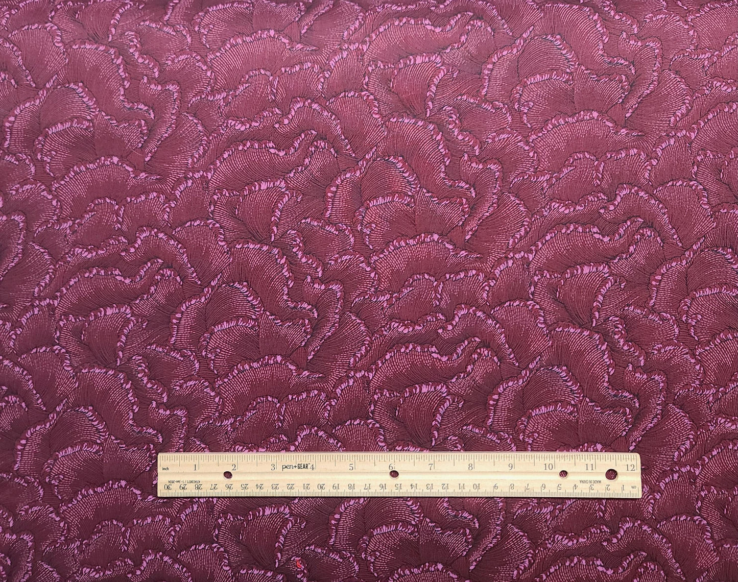 Discovery 1492 A Commemorative Design by Jinny Beyer for RJR Fashion Fabrics - Dark Red Tonal Fabric / Black and Pink Print