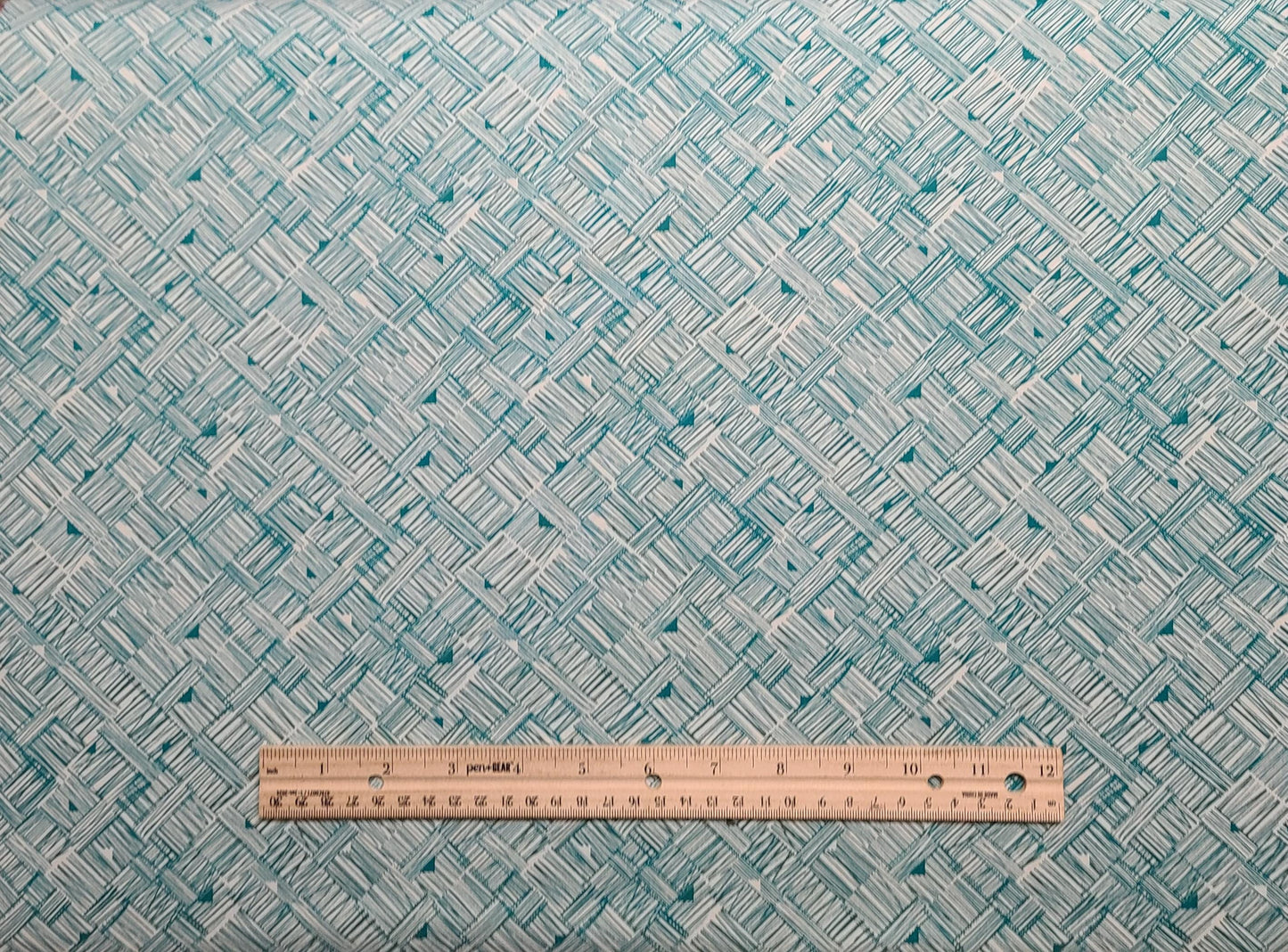 EOB - Star Landing by Jenean Morrison for Free Spirit Westminster Fibers #PMJM 106 Crosshatch - White Fabric / Teal Crosshatch Pattern