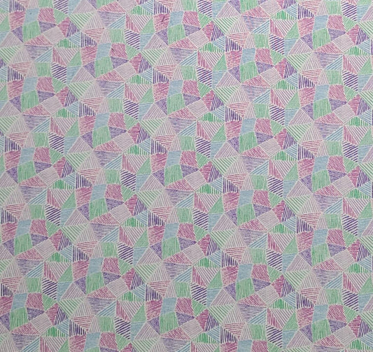 EOB - White Fabric / Pastel Pink, Green, Purple, Blue Kaleidoscope Print