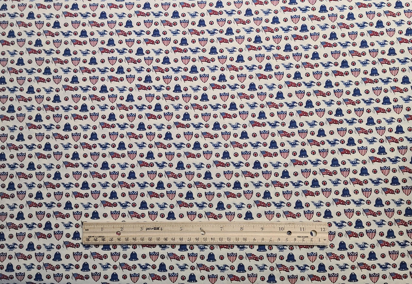 EOB - General Fabrics Co - White Fabric / Red, Blue Patriotic Print