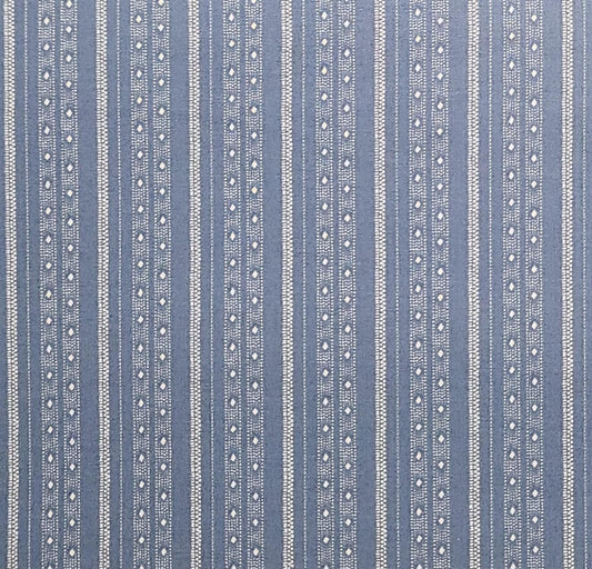 Everything Blue II by Marla McCloskey for Clothworks - Denim Blue Fabric / White Vertical Stripe Pattern