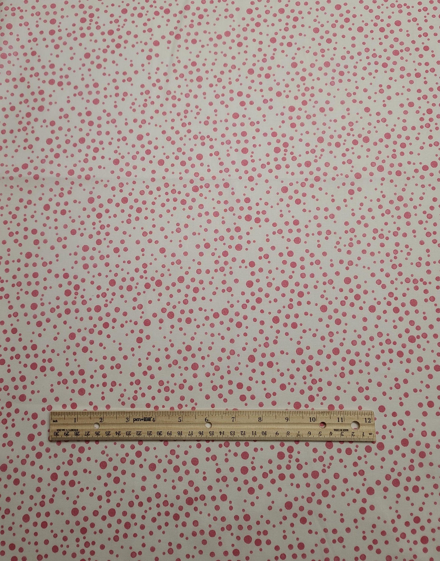 Balloon Dots WHT Loralie Harris for Loralie Designs - White Fabric / Pink Dot Print