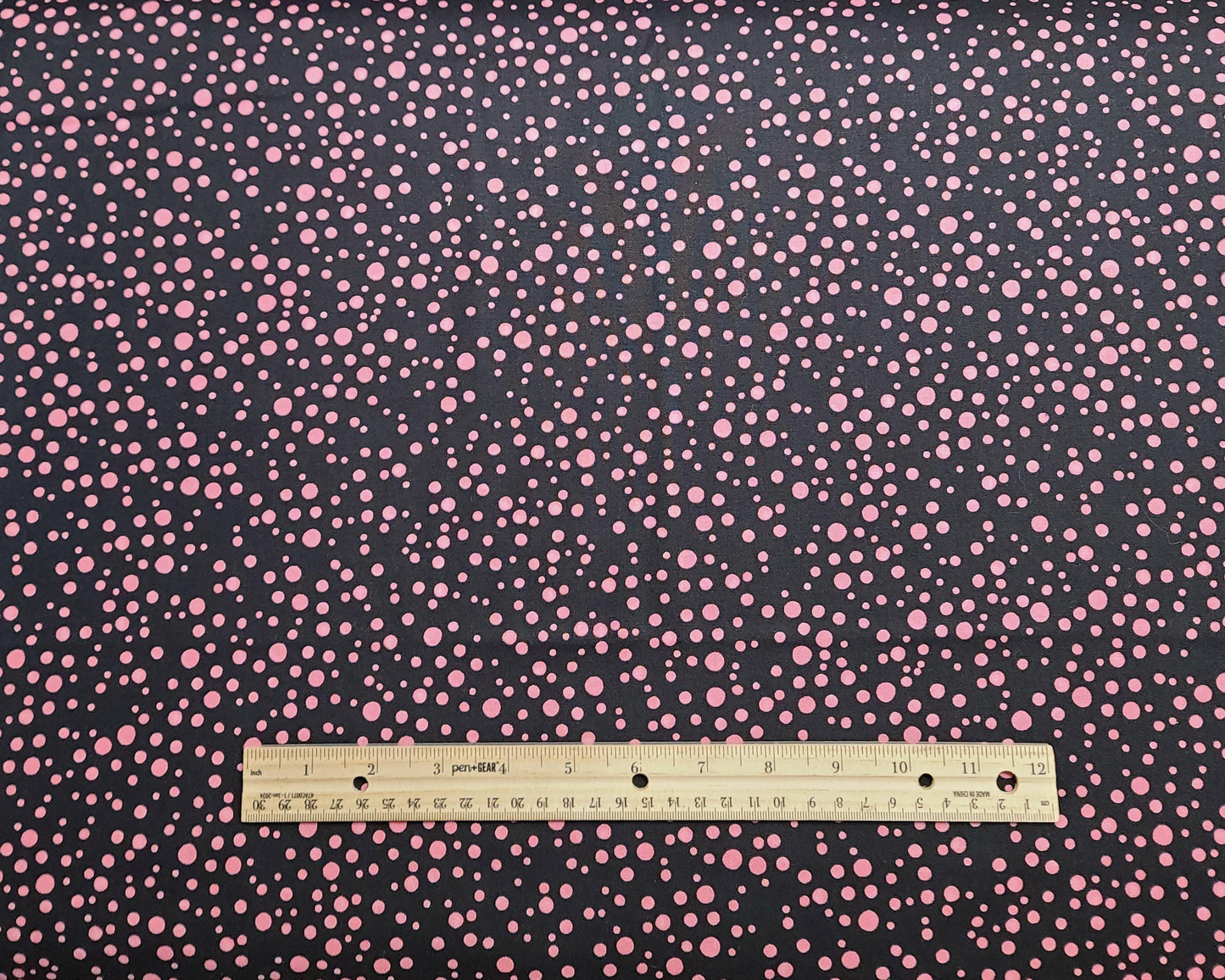 Balloon Dots Loralie Harris for Loralie Designs - Black Fabric / Pink Dot Print