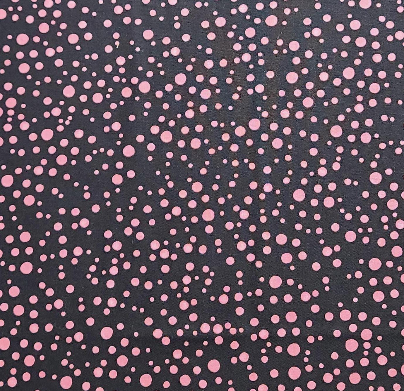 Balloon Dots Loralie Harris for Loralie Designs - Black Fabric / Pink Dot Print