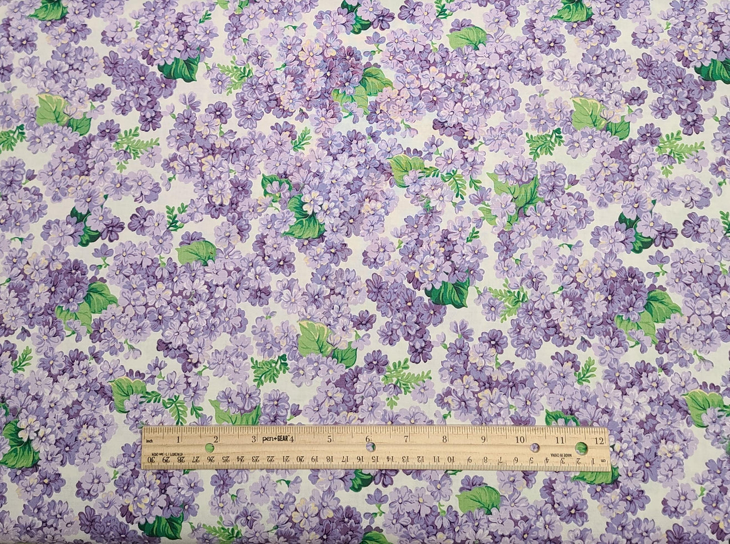 VIP Cranston Print Works - White Fabric / Lavender, Light Purple Packed Flower Print