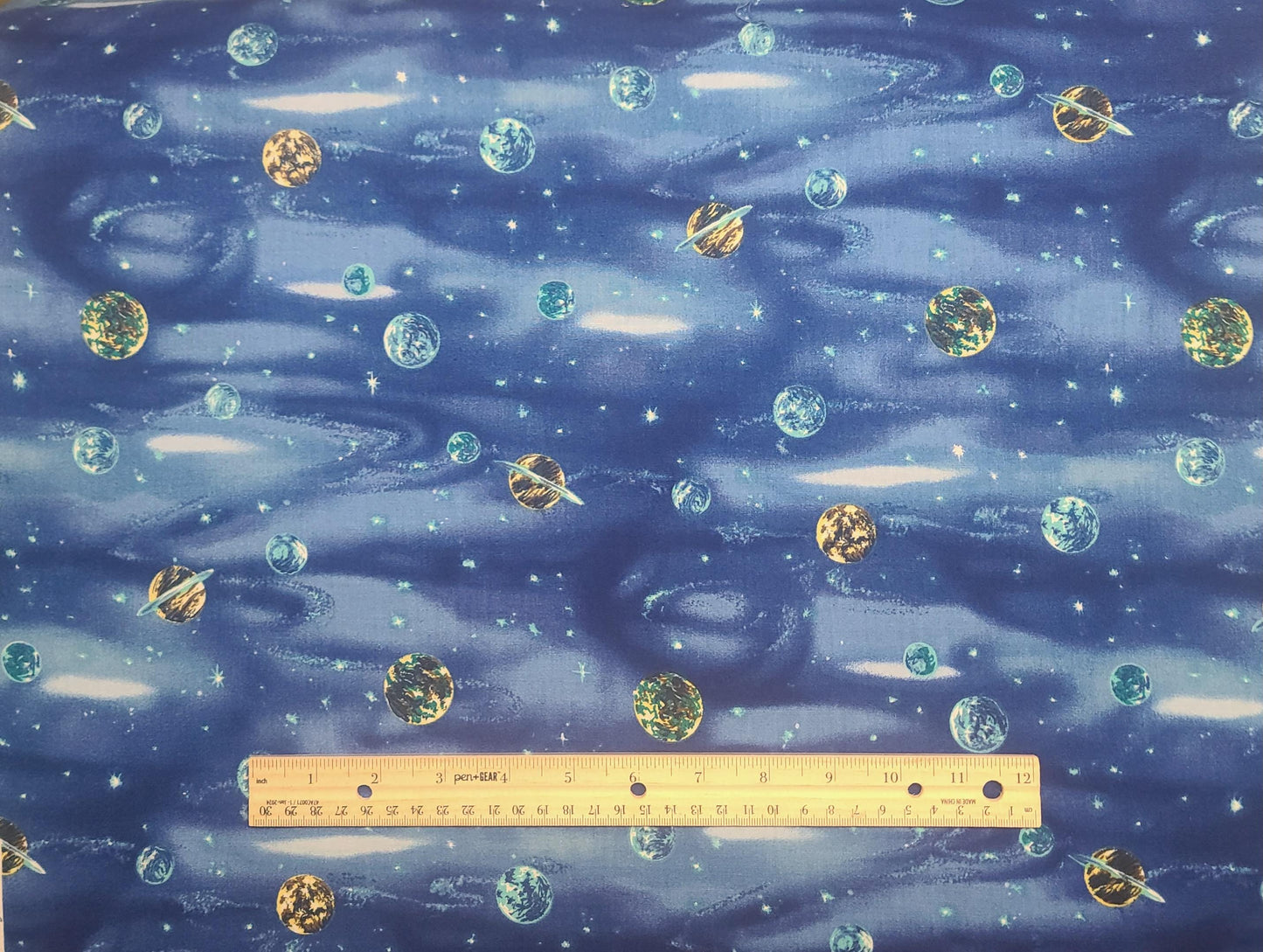 Hoffman International Fabrics - Blue, White Night Sky Fabric / Plants and Stars Print