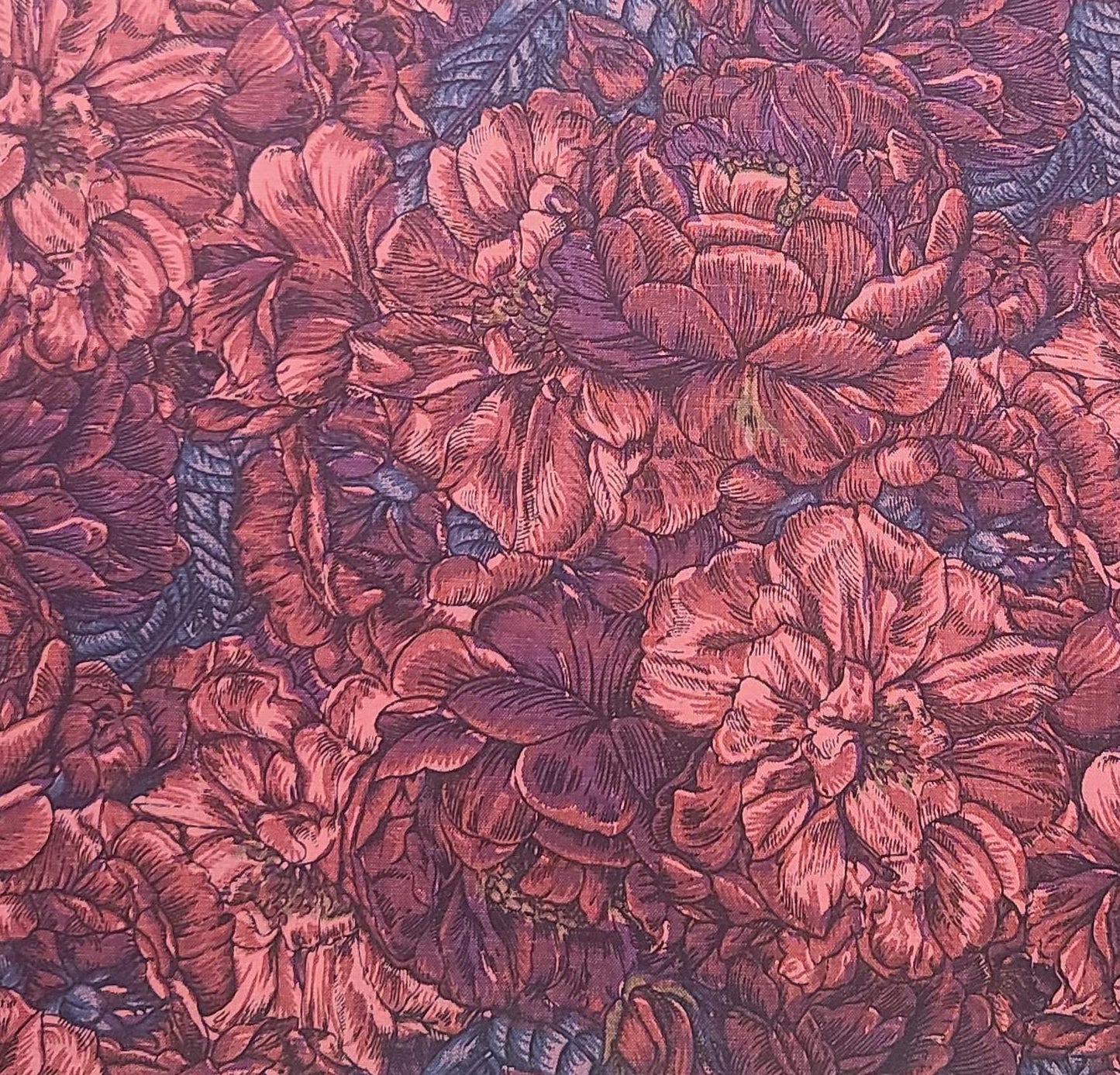 Rose Garden by Jinny Beyer for RJR Fashion Fabrics - Red, Maroon, Burgundy, Pink, Teal Packed Rose Print Fabric