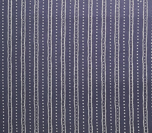 Windham Fabrics Low Country Indigo by Nancy Gere Patt#40141 - Indigo Fabric / White Vertical Wavy Stripe (Parallel to Selvage) / Dot Pattern