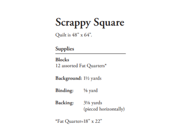 FREE PATTERN - Scrappy Square by Moda
