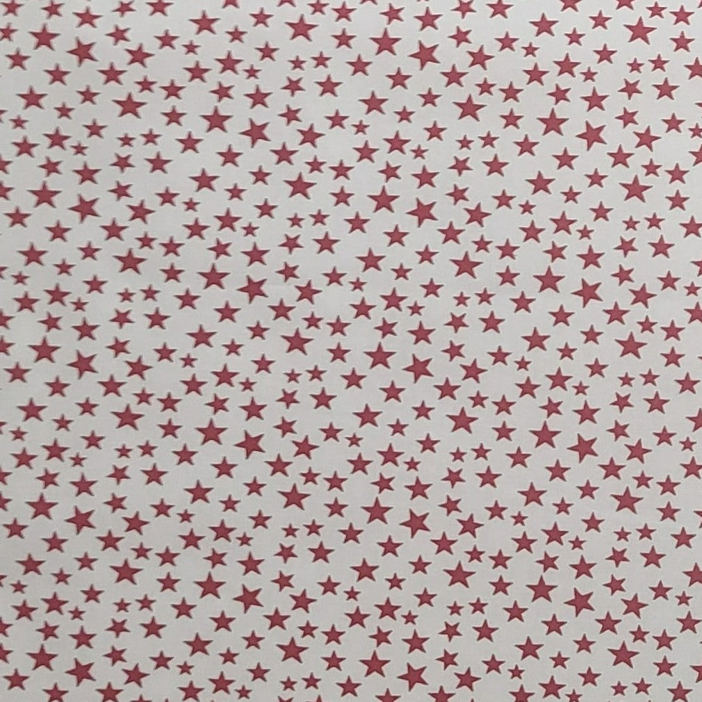 Made in America - White Fabric / Dark Red Scattered Star Print