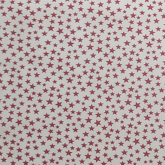 Made in America - White Fabric / Dark Red Scattered Star Print