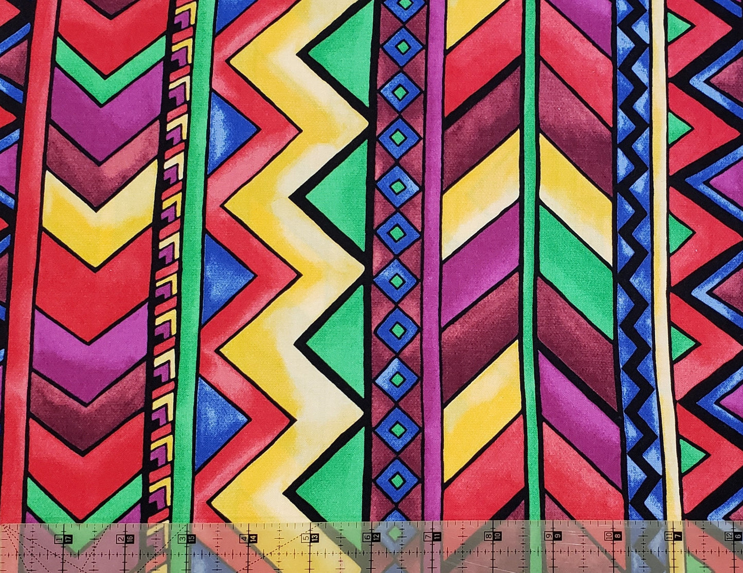 Mirages by Fabri-Quilt Design #7109 - Bright Geometric Shapes in Bold Stripe Pattern Fabric