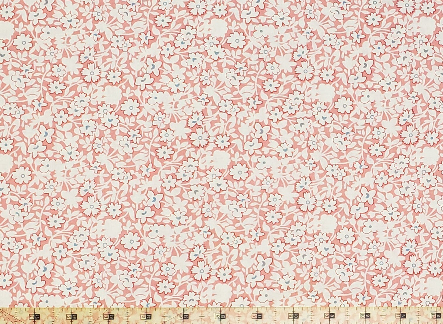 Soft Rose Fabric with White Flowers / Blue Centers