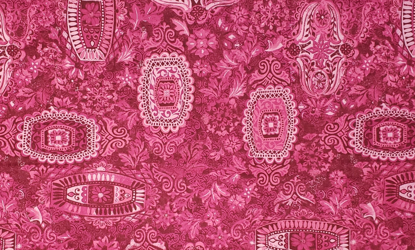 Pink Tonal Paisley and Medallion Print Fabric (Slight Purple Undertone)