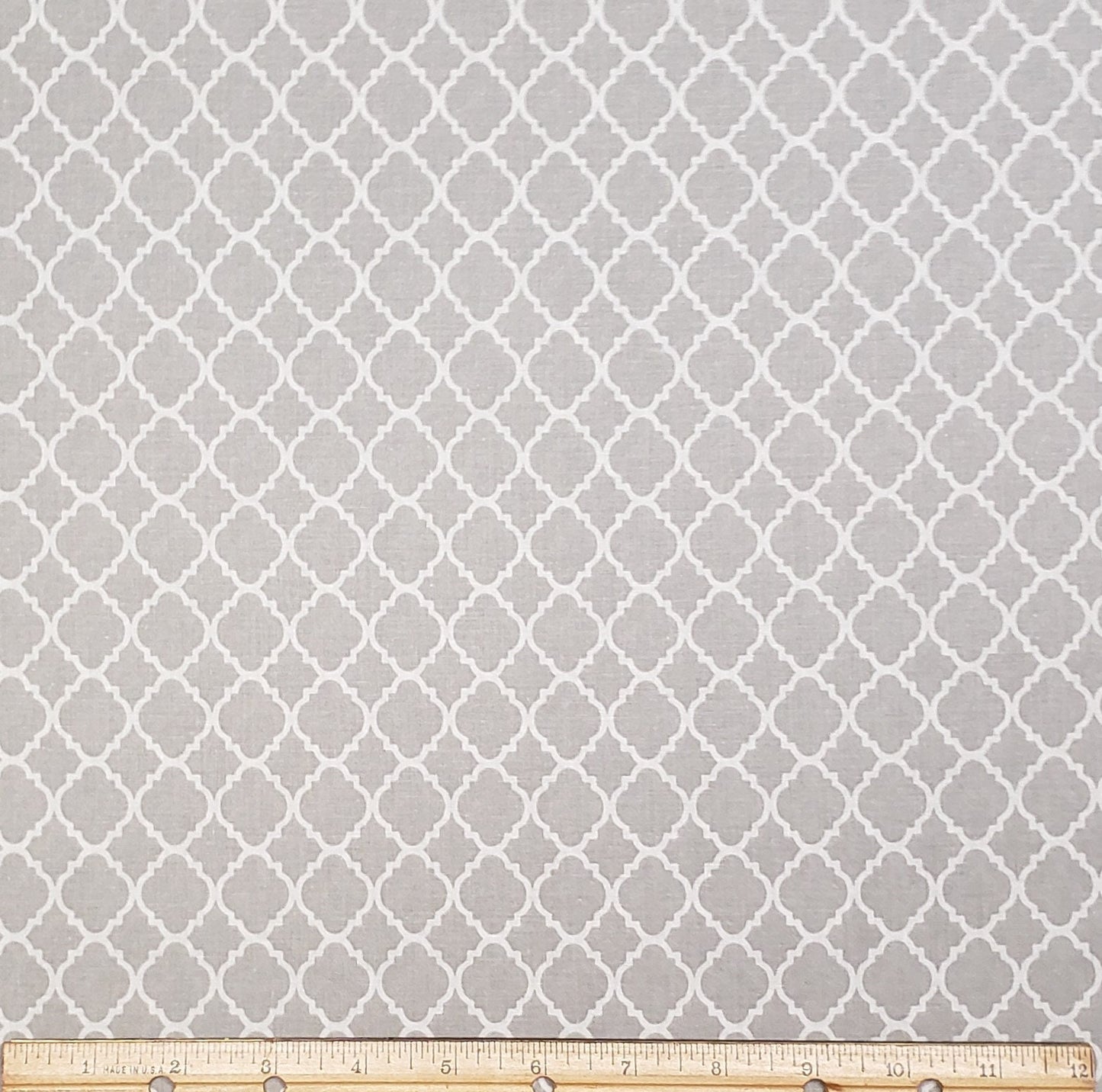 Light Gray Fabric / White Lattice Print