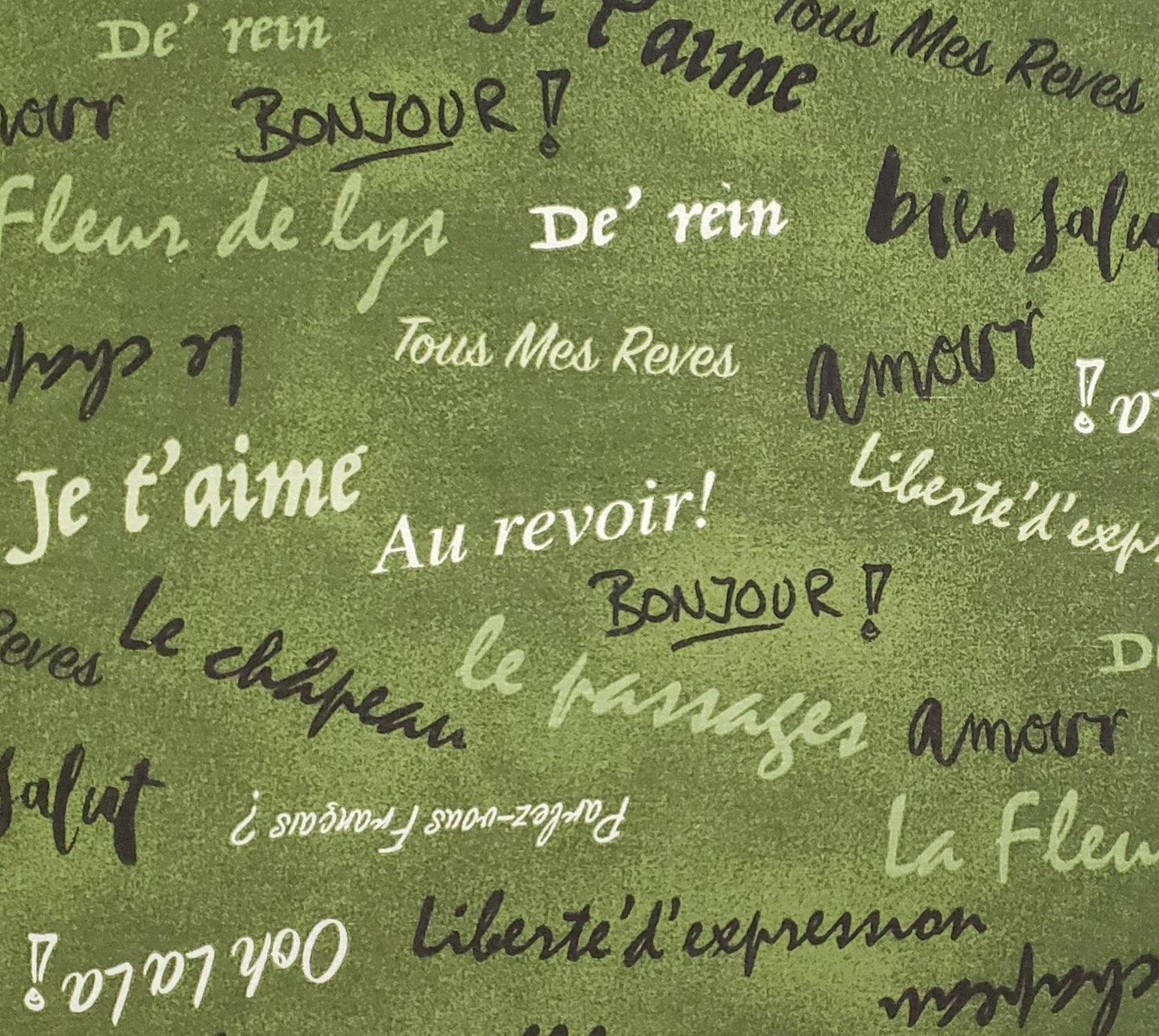 Olive Fabric - French Script