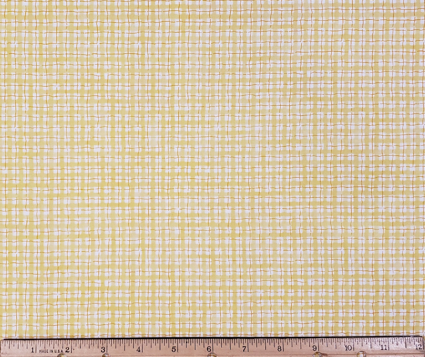 EOB - Barnyard by P&B Textile - Yellow and White Plaid Fabric / Orange Accents