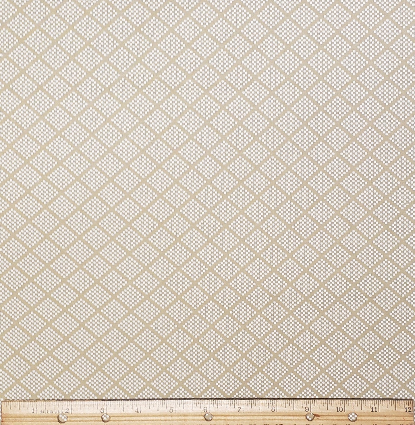 Tan Fabric - Tiny White Dot "Diamond" Pattern