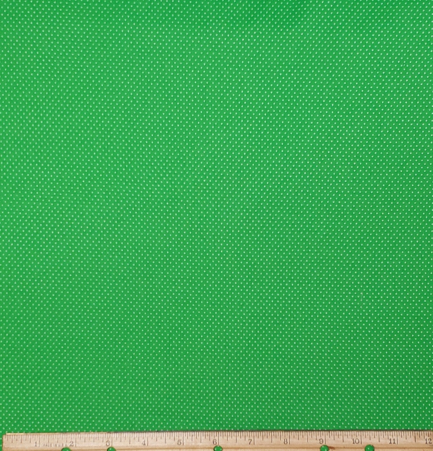 Bright Grass Green Fabric with White Pindots